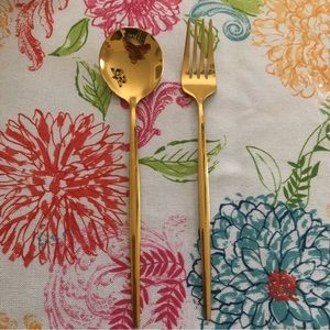 Two piece serving set with gold finish